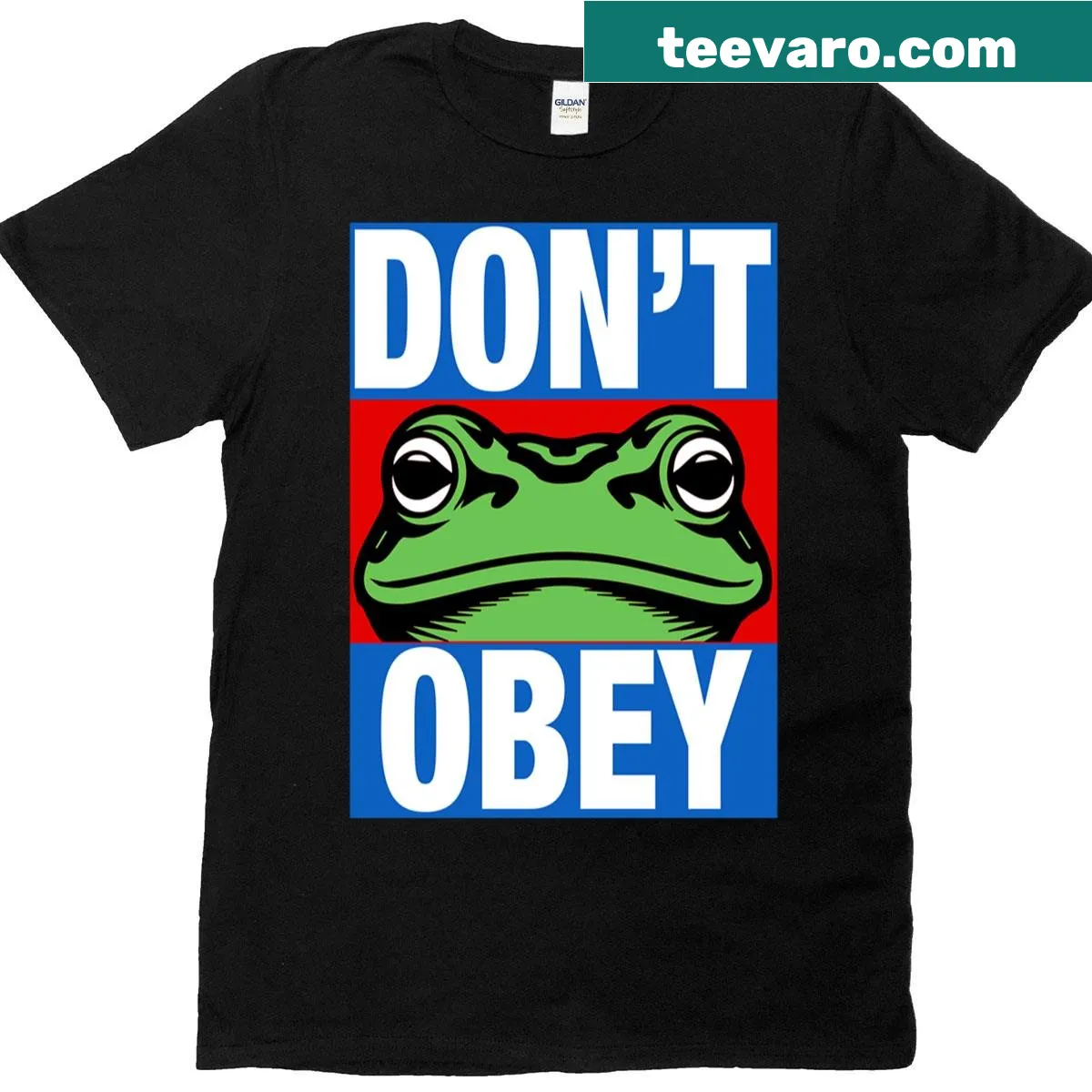 Bold protest-themed t-shirt with a frog and message — on a men's t-shirt