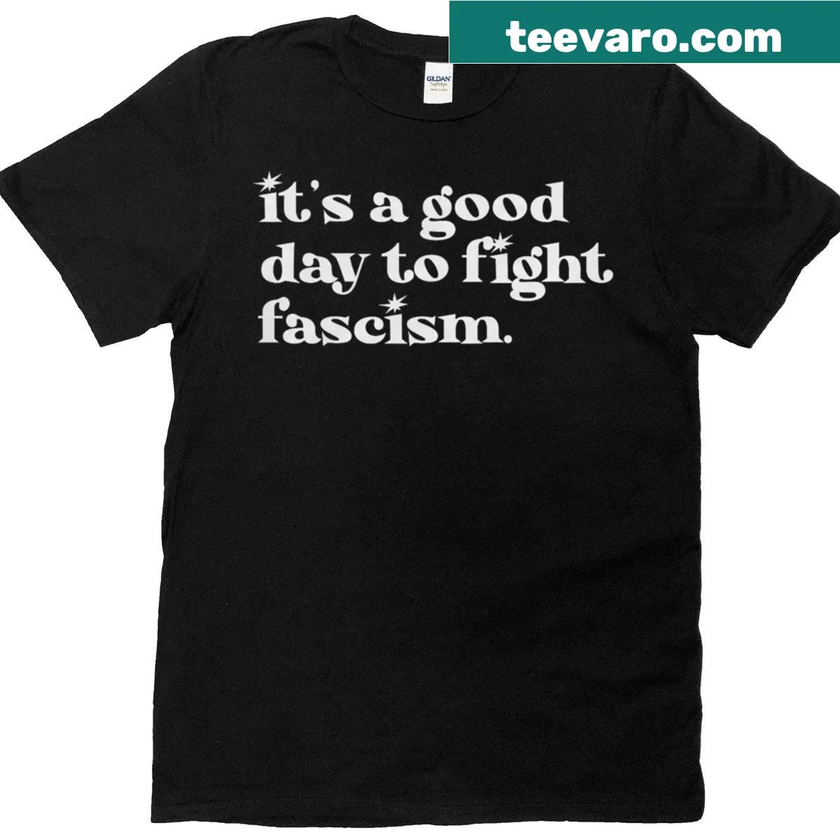 Bold typography T-shirt with the message: Protect Democracy Fight Fascism — on a men's t-shirt