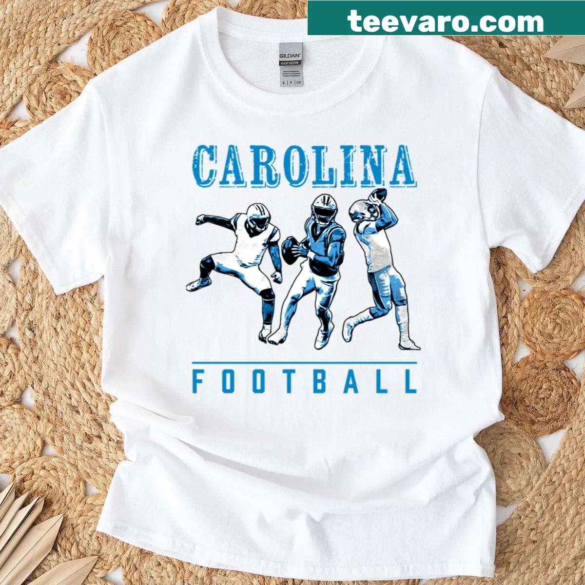Vintage Carolina football graphic tee for fans of the game — on a men's t-shirt