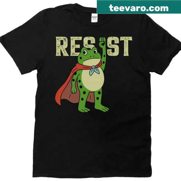 Illustration of a frog with 'Resist' text for social activism