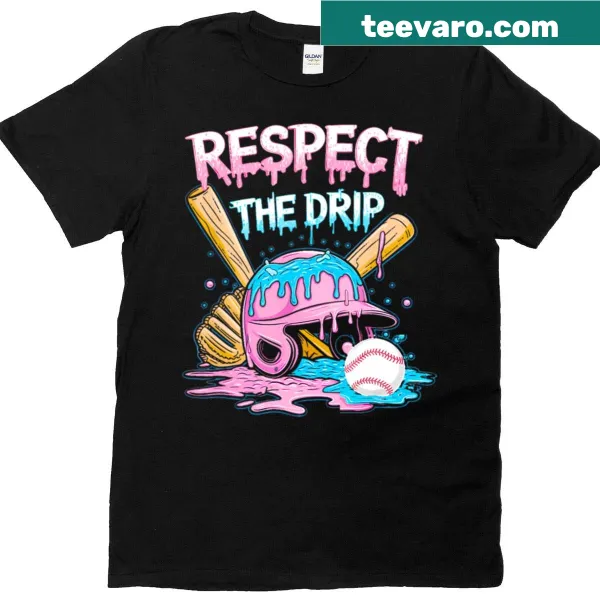 Baseball-style t-shirt with 'Respect The Drip' graphic