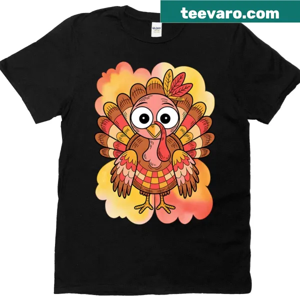 Cartoon turkey design for Thanksgiving kids T-shirt