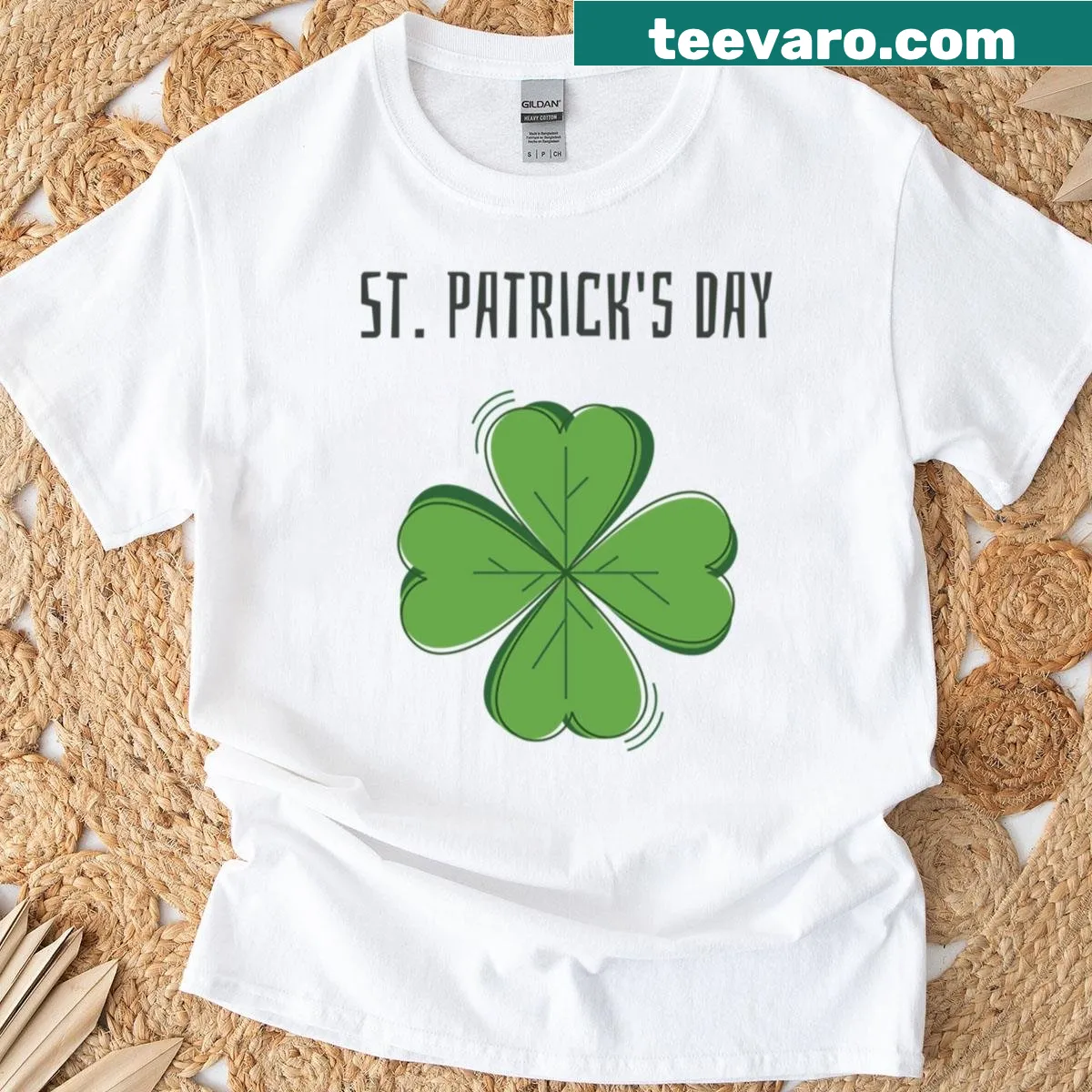 Festive St. Patrick's Day graphic t-shirt with Irish symbols — on a men's t-shirt