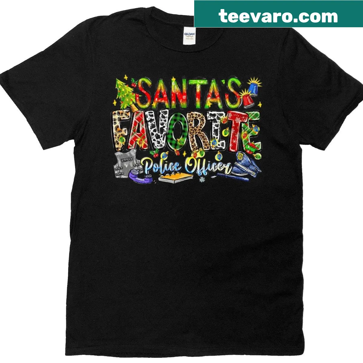 Christmas badge design T-shirt for police officers — on a men's t-shirt