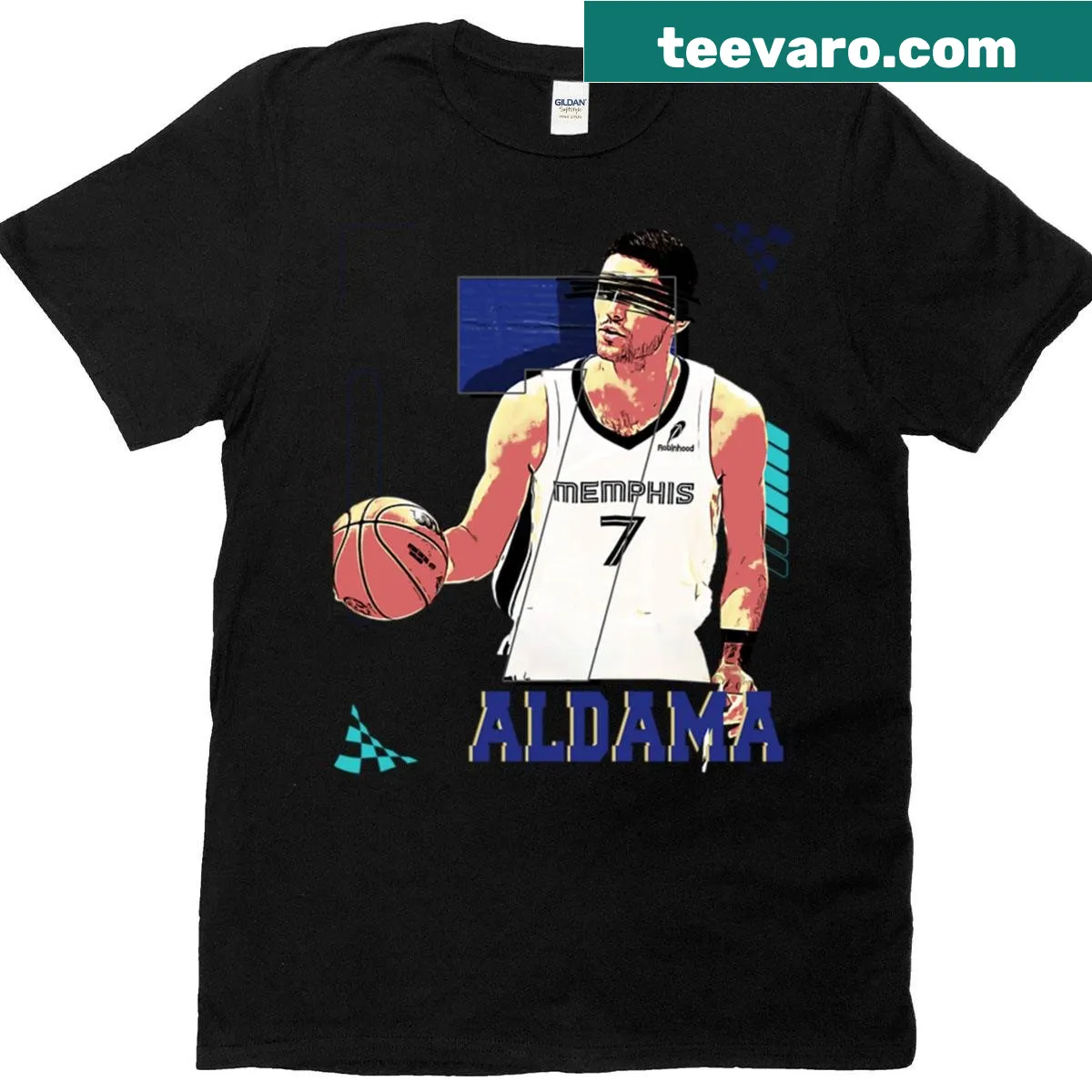 T-shirt featuring Santi Aldama basketball player design — on a men's t-shirt