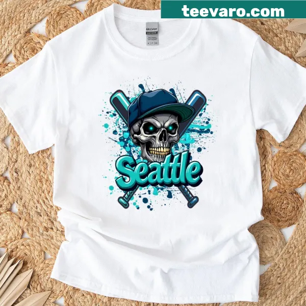 T-shirt celebrating Seattle baseball with team-themed design.