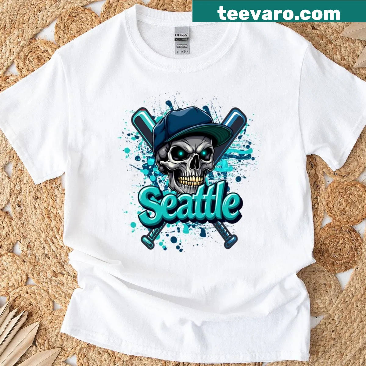T-shirt celebrating Seattle baseball with team-themed design. — on a men's t-shirt