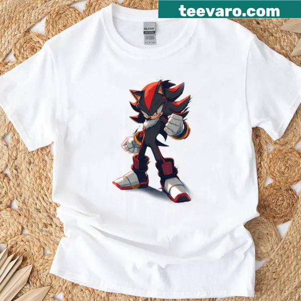 T-shirt featuring Shadow the Hedgehog in a dynamic pose