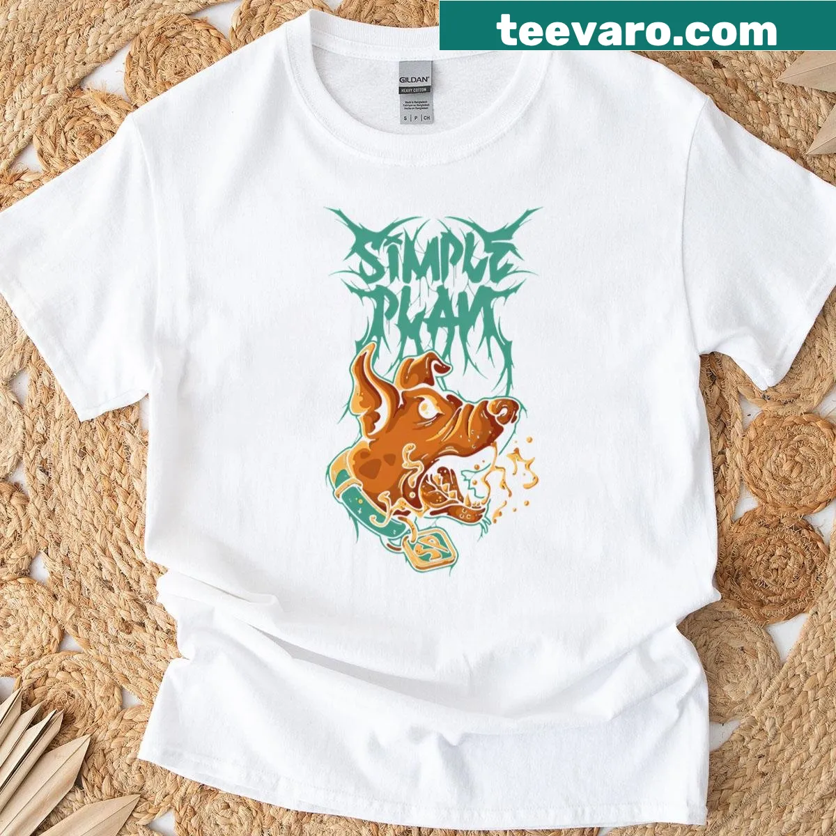 Simple Plan merch T-shirt featuring iconic band branding. — on a men's t-shirt