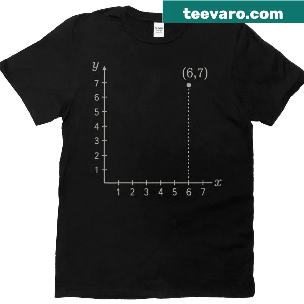Coordinate grid plot design featuring numbers six and seven on a T-shirt