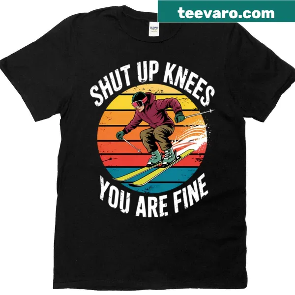 Funny skiing graphic t-shirt with cartoon skier