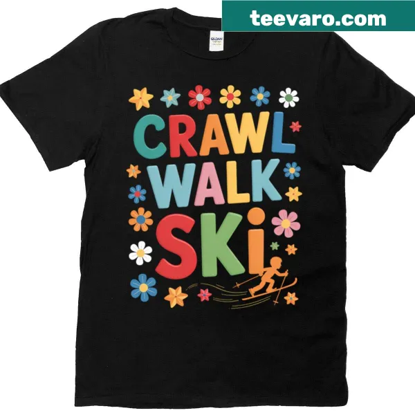 Illustrative graphic of a skier navigating a slope on a tee.