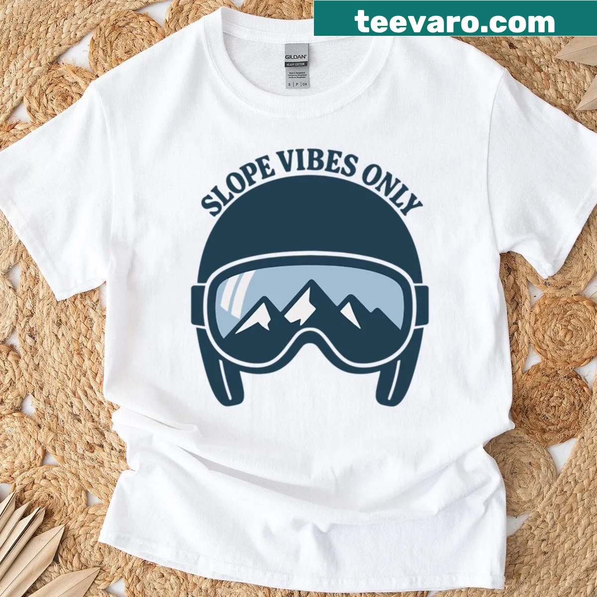 Funny ski and snowboard slogan T-shirt with slope vibes design — on a men's t-shirt