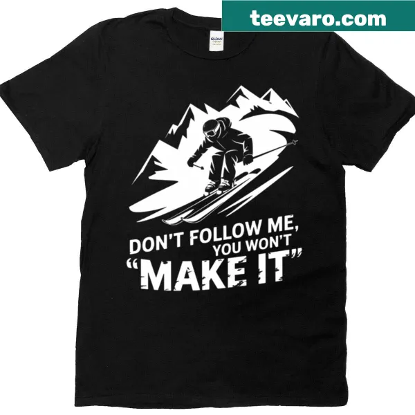 Snow Mountain Ski tee with crossed skis graphic.