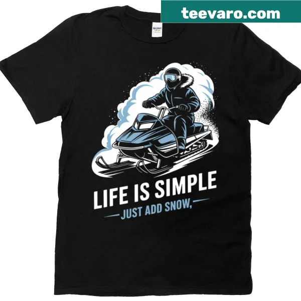 Dynamic snowmobiling t-shirt featuring a fun snowmobile graphic