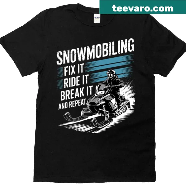 Funny snowmobile graphic t-shirt for winter enthusiasts
