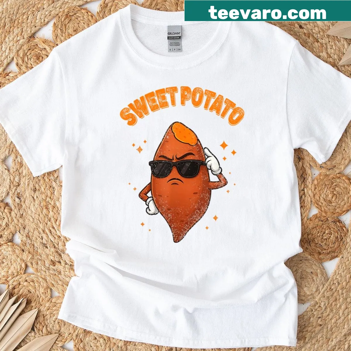 Grouchy and sweet potato couple matching Thanksgiving T-shirts — on a men's t-shirt