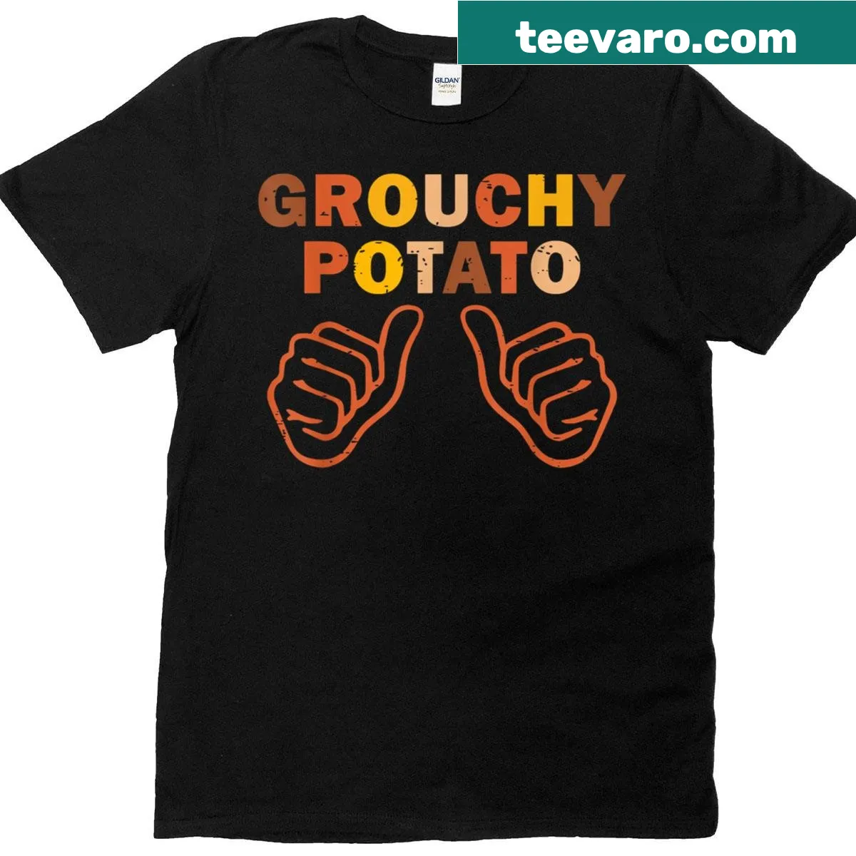Cute graphic of sweet and grouchy potatoes on a t-shirt — on a men's t-shirt