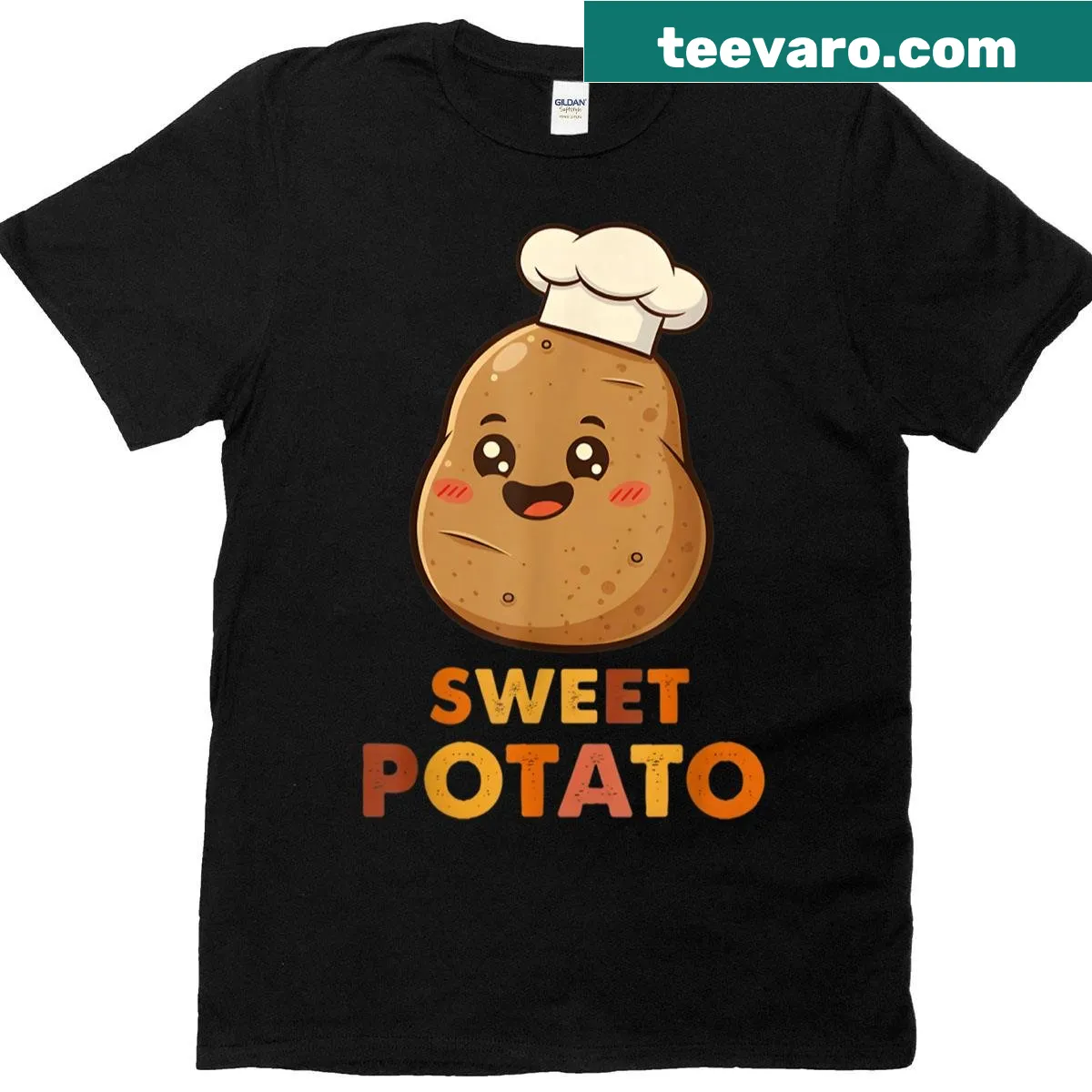Funny matching Thanksgiving T-shirts featuring sweet potato and grouchy potato designs. — on a men's t-shirt