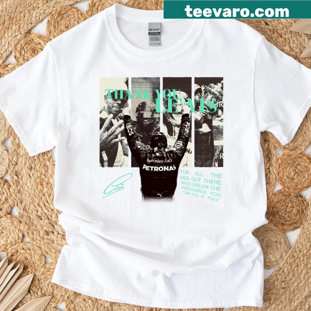 Tribute T-shirt featuring the phrase 'Thank You Lewis' in a respectful design — on a men's t-shirt
