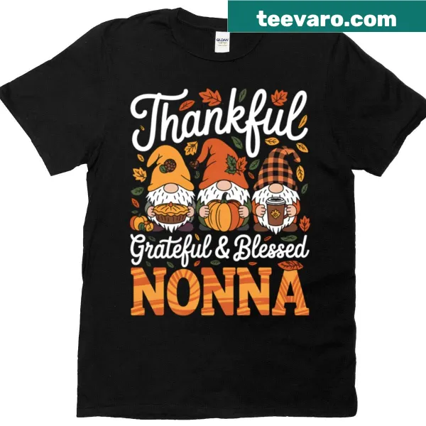 Illustration of a gnome with the phrase Thankful Grateful Blessed for Thanksgiving
