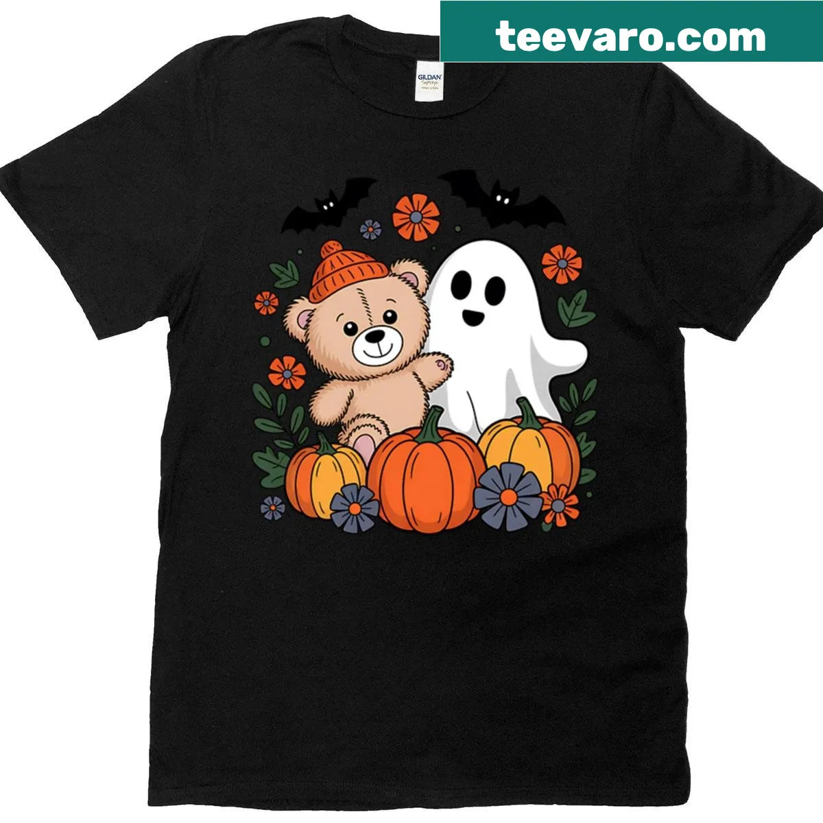 Ghostly Highland cow illustration for Thanksgiving and Halloween — on a men's t-shirt