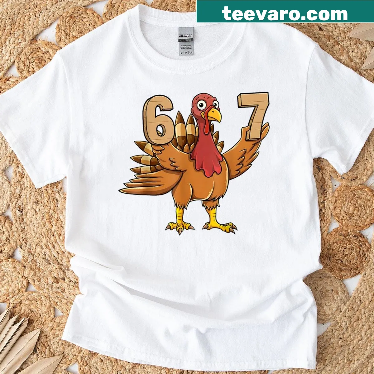 T-shirt with a funny Thanksgiving turkey graphic and text — on a men's t-shirt
