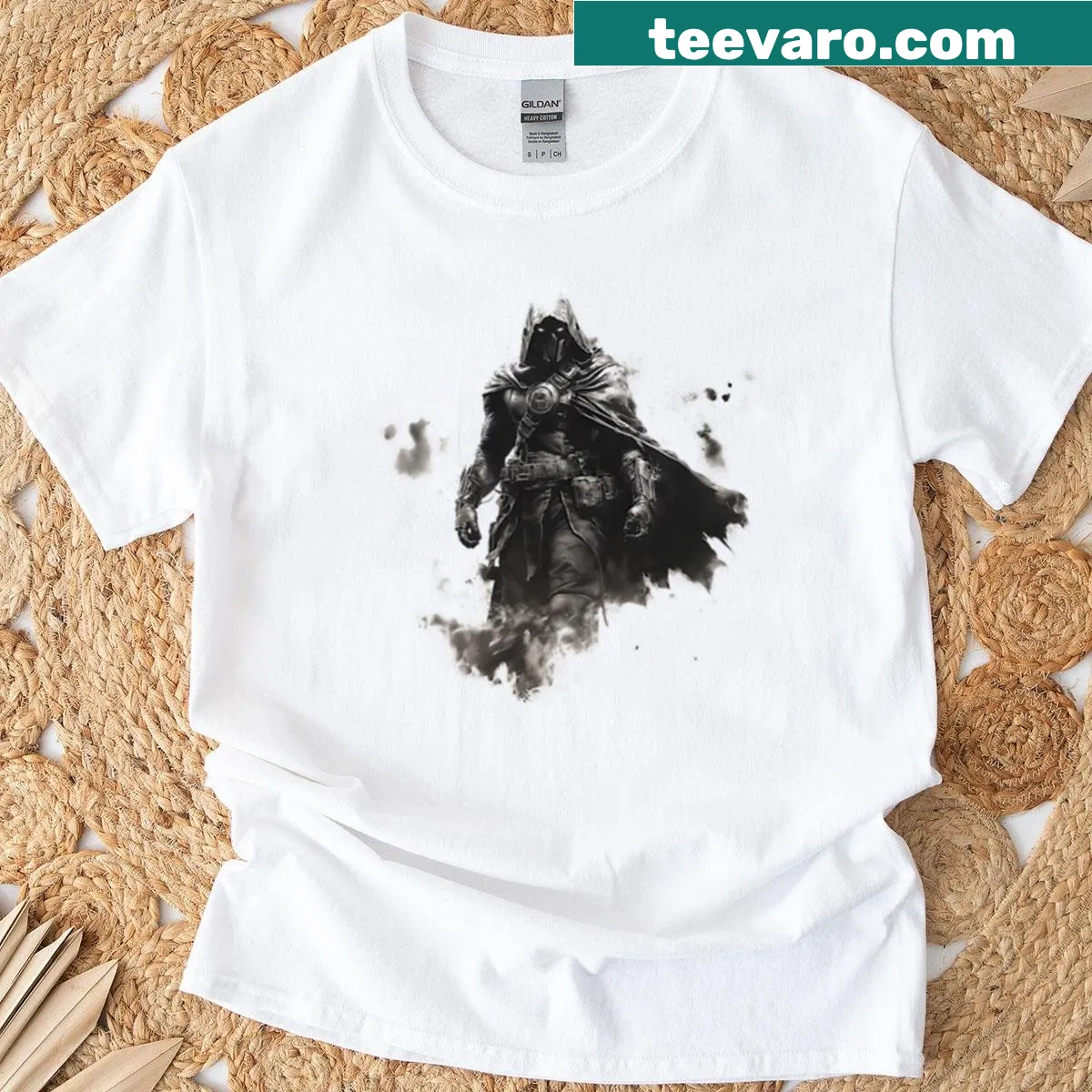 Illustration of Doctor Doom's mask on a t-shirt — on a men's t-shirt