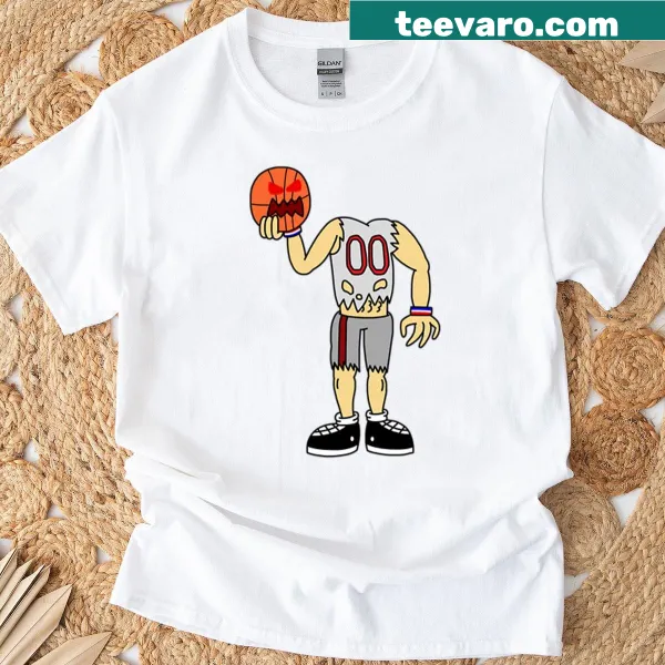 Humorous headless basketball player graphic on t-shirt