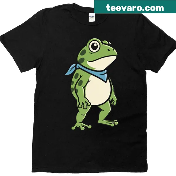 Illustration of a playful frog representing Portland on t-shirt