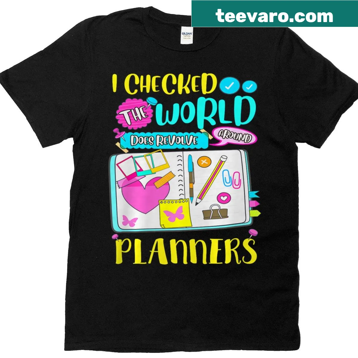 Funny planner addict t-shirt with humorous typography — on a men's t-shirt