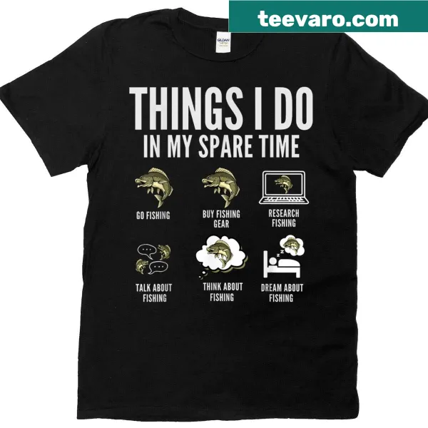 T-shirt listing activities with a focus on fishing for men