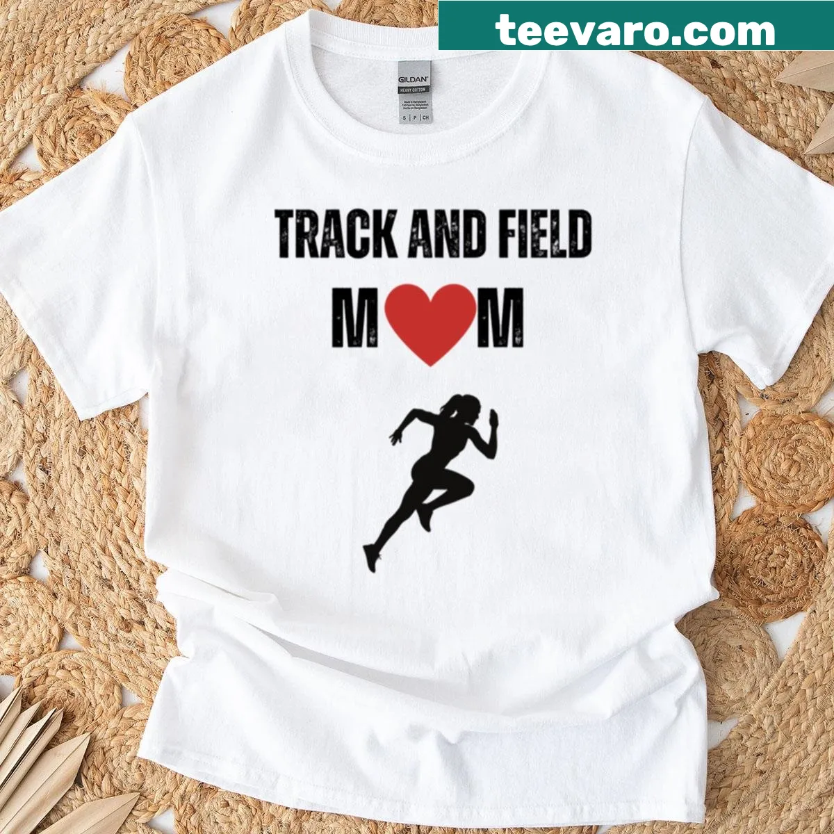 Track And Field Mom t-shirt with stylish text design — on a men's t-shirt