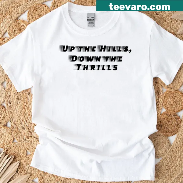 Illustrated design of hills and valleys on a T-shirt