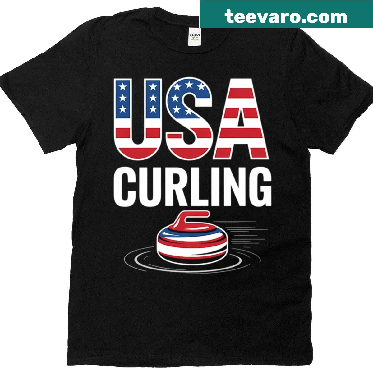 Curling stone illustration on shirt for winter sports lovers — on a men's t-shirt
