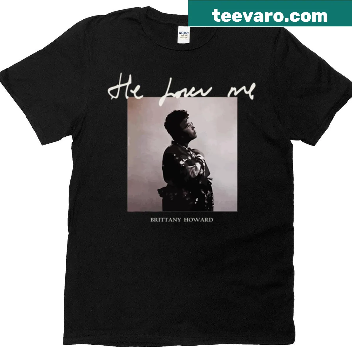 T-shirt inspired by Brittany Howard with wilderness-themed artwork. — on a men's t-shirt