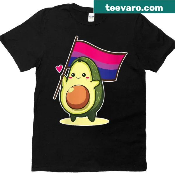 Kawaii T-shirt with an avocado and bisexual flag design