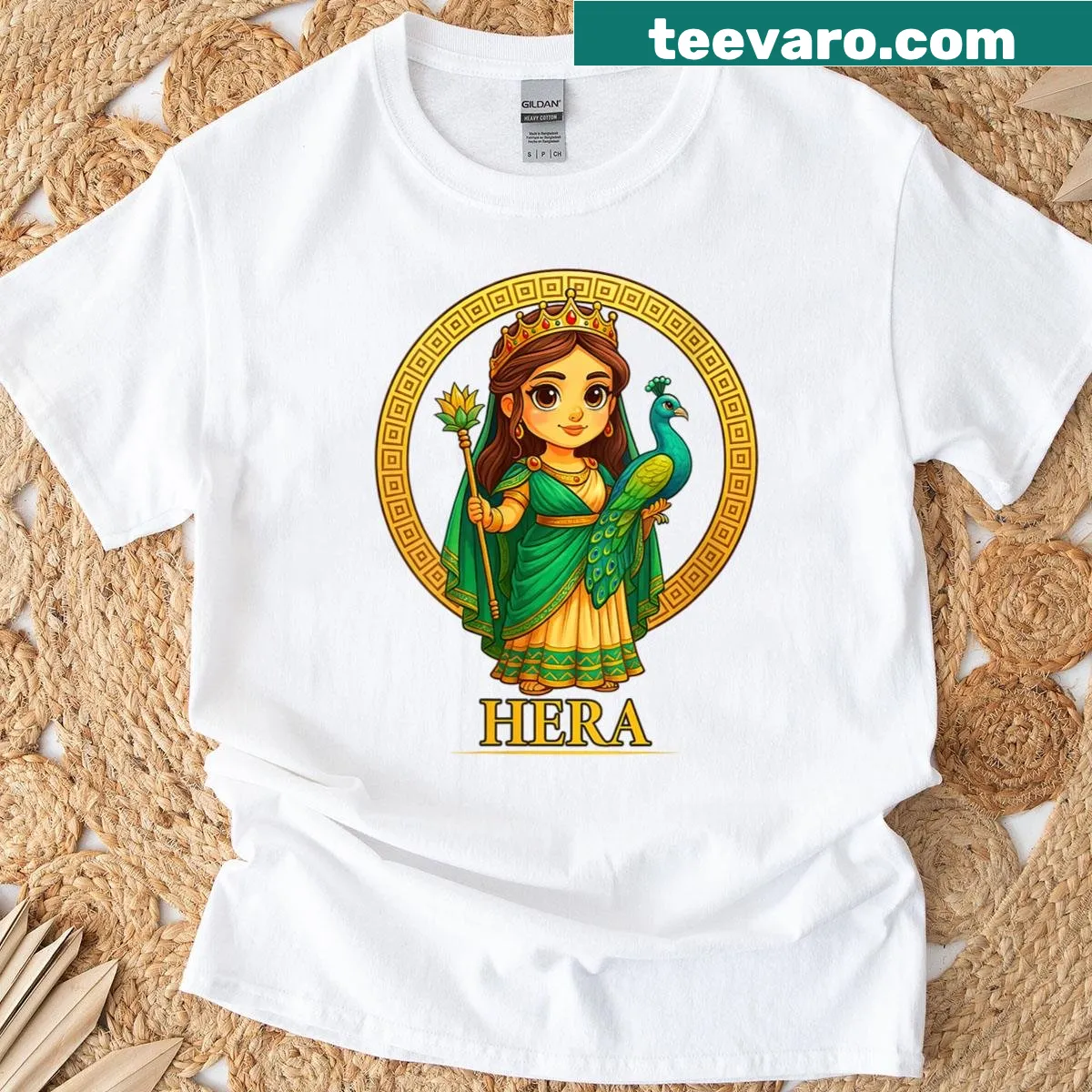 Cute illustration of Hera from Greek mythology on a T-shirt — on a men's t-shirt