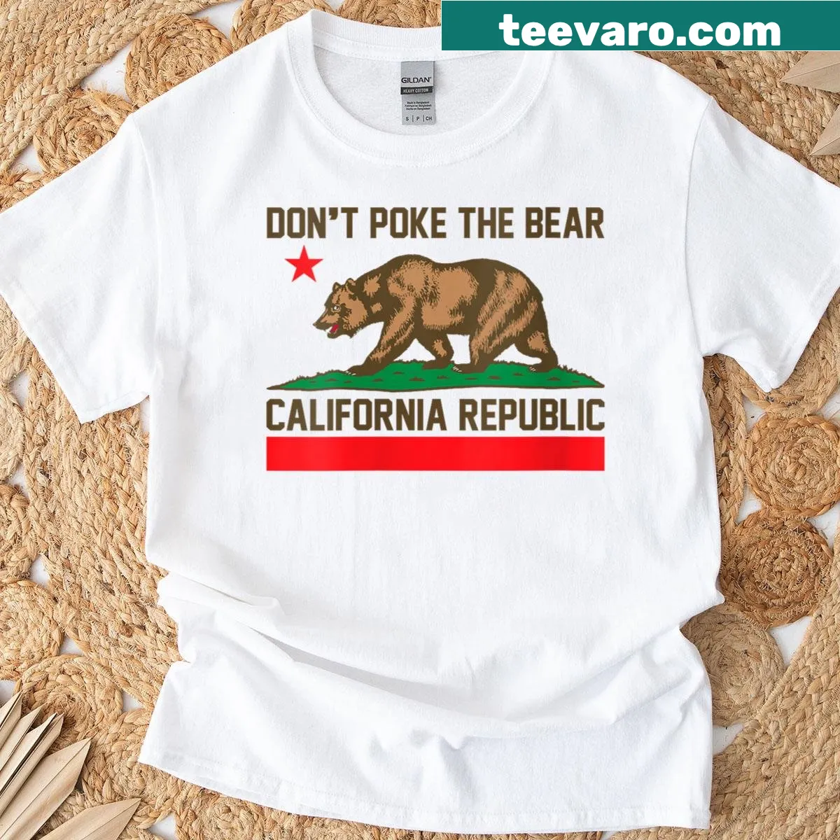 Playful typography with 'Dont Poke The Bear' on a t-shirt — on a men's t-shirt