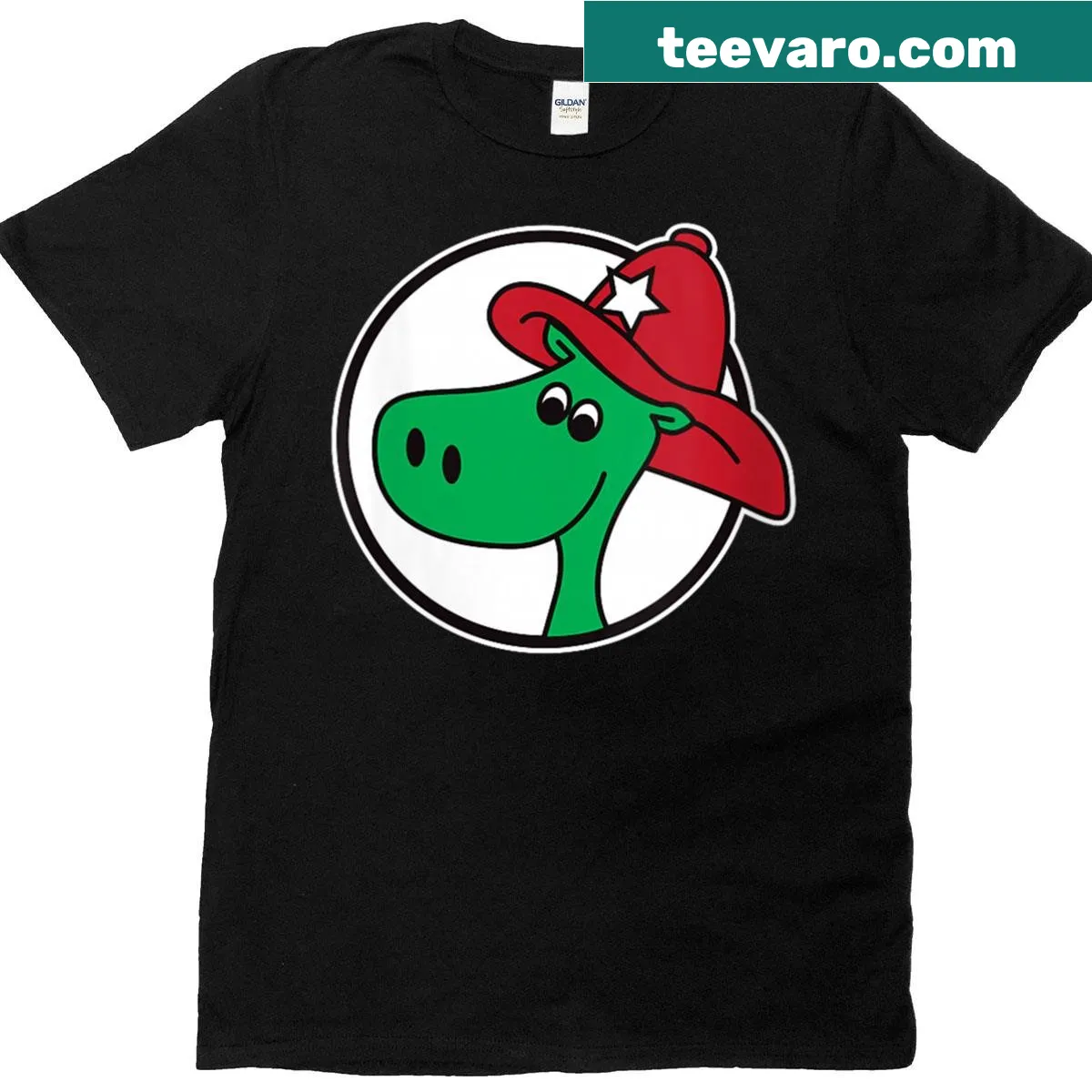 Whimsical dragon firefighter design on women's T-shirt — on a men's t-shirt