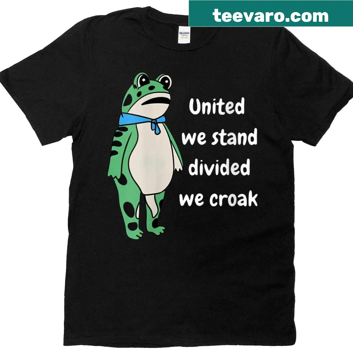 Funny frog-themed t-shirt with humorous slogan — on a men's t-shirt