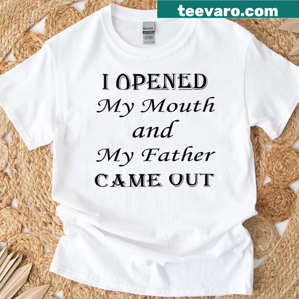 Funny women's shirt with humorous text about fathers — on a men's t-shirt