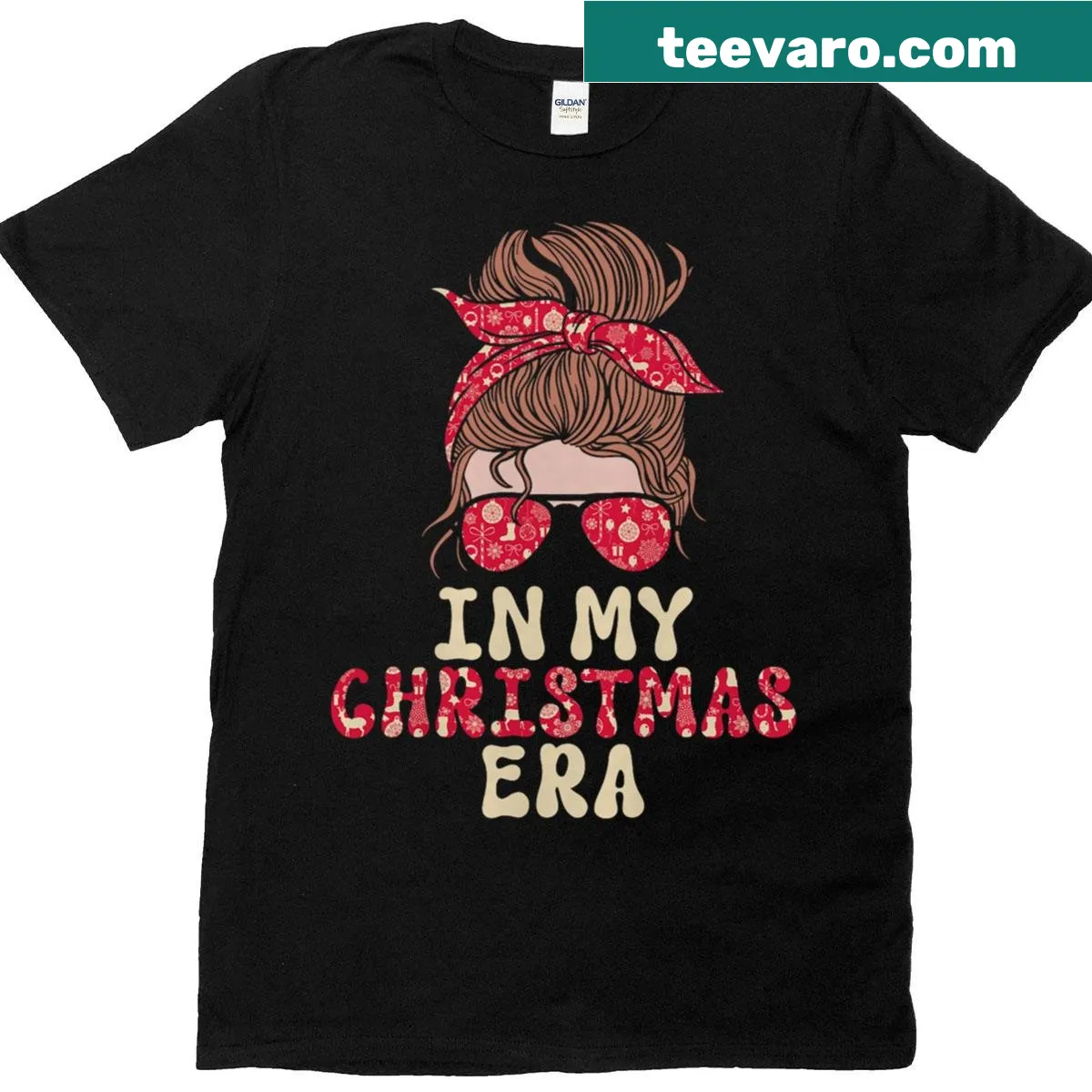 Cute Christmas t-shirt with 'In My Christmas Era' text and festive design — on a men's t-shirt