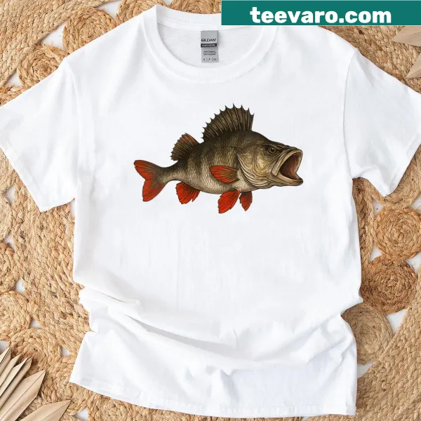 Funny fishing T-shirt featuring perch illustrations