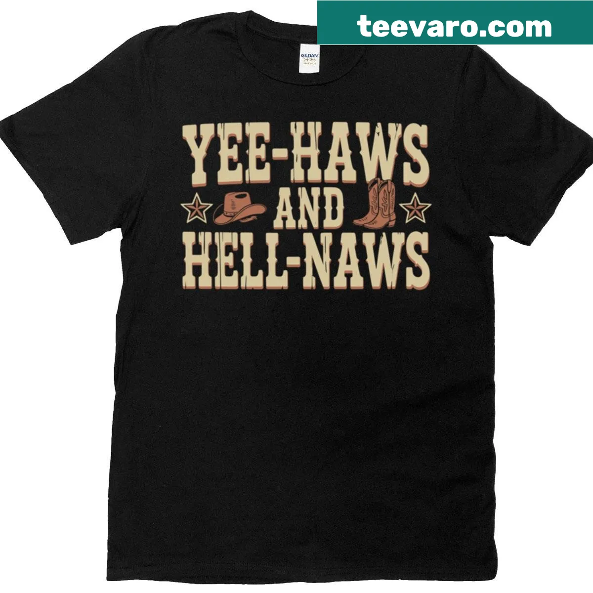 Badge-style graphic on a women's cowgirl rodeo T-shirt — on a men's t-shirt