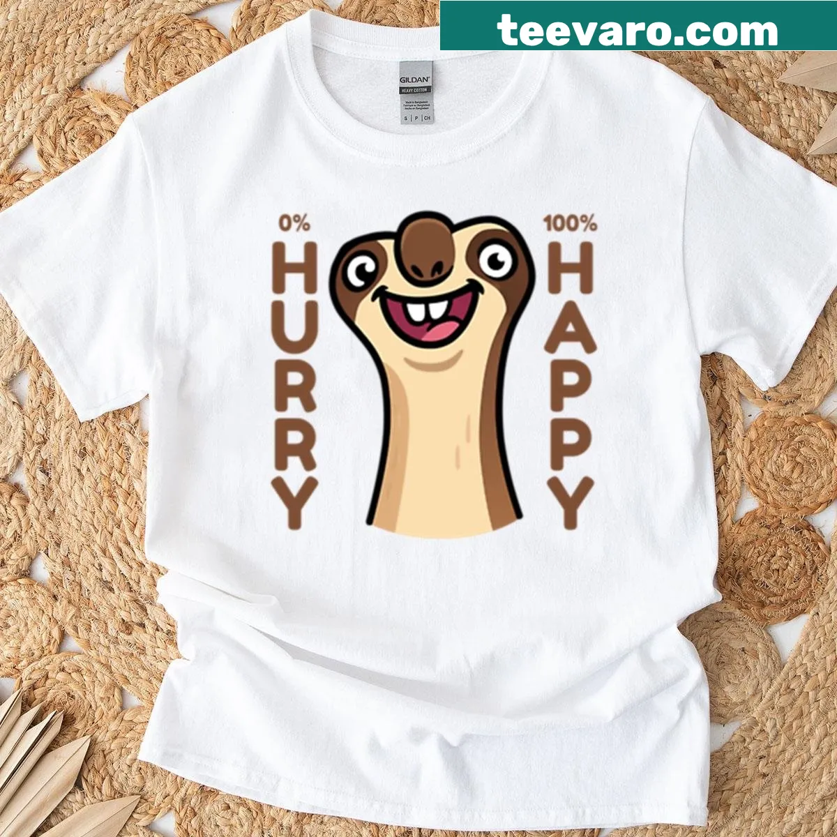 Funny sloth cartoon T-shirt with humorous saying — on a men's t-shirt