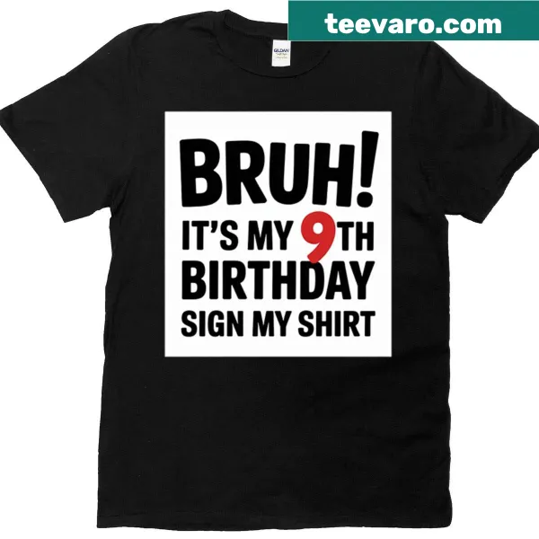 Birthday t-shirt for kids with a fun 9th birthday graphic