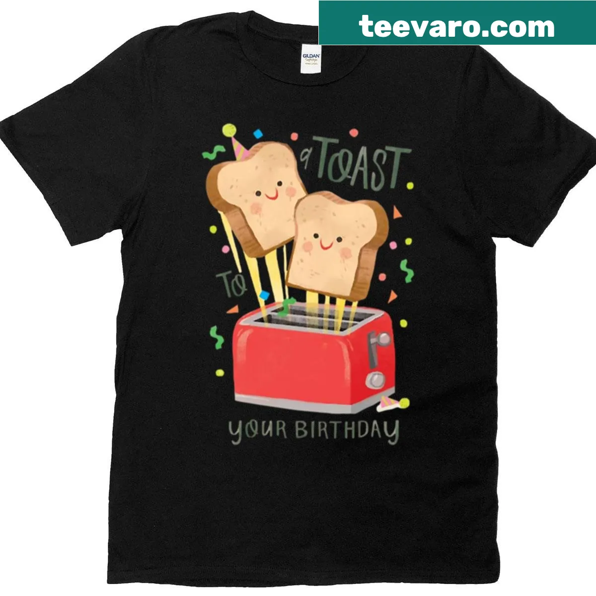 Cute toast graphic celebrating birthdays on T-shirt — on a men's t-shirt