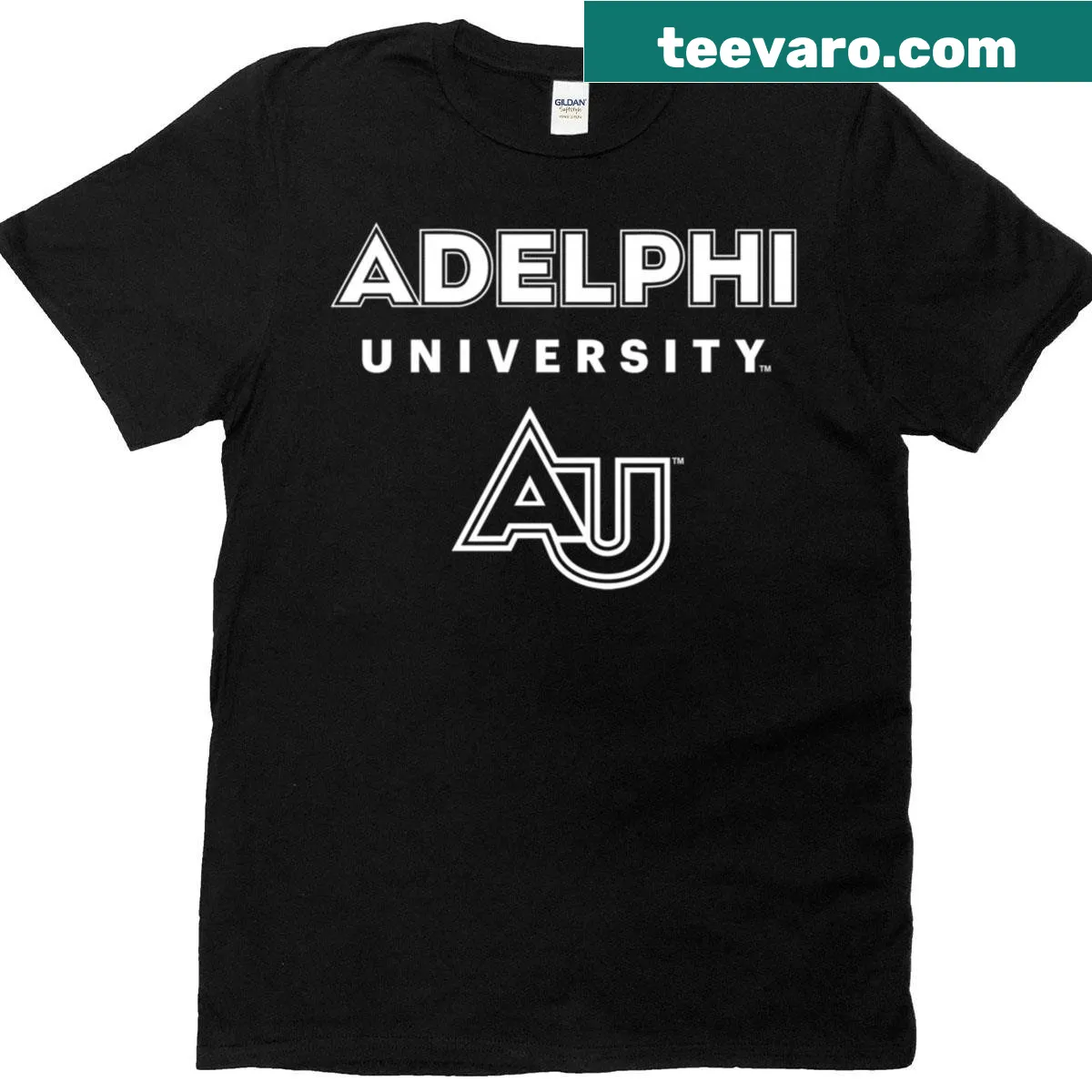 Adelphi University Panthers logo T-shirt for school pride — on a men's t-shirt