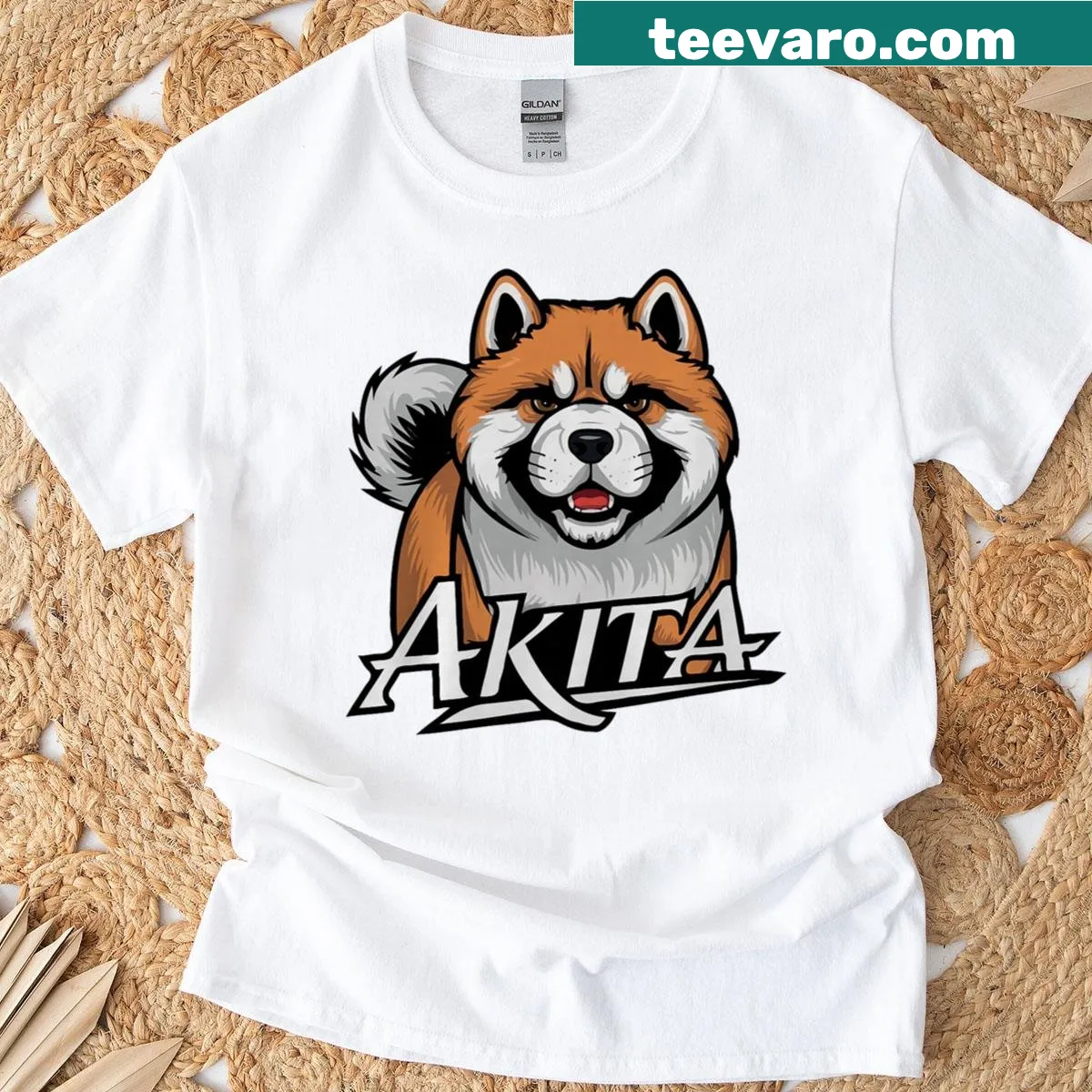 Bold Akita logo design on premium T-shirt. — on a men's t-shirt